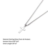 925 Sterling Silver Cross Pendant Necklace for Men Boys with 3mm Cuban Chain 20+2 inches