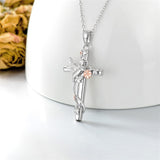 Sterling Silver Cross Bee Hummingbird Butterfly Dove Red Cardinal Pendant Necklace for Her