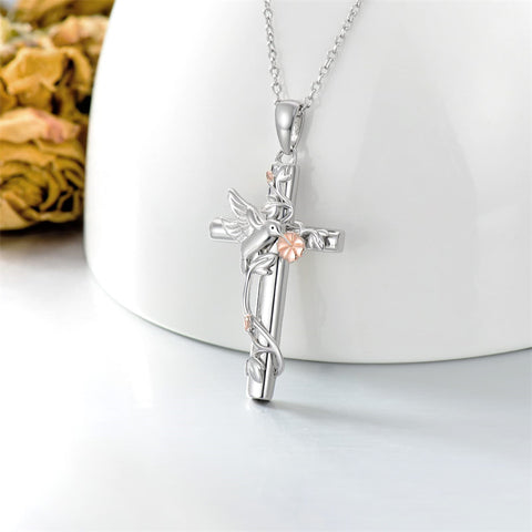 Sterling Silver Cross Bee Hummingbird Butterfly Dove Red Cardinal Pendant Necklace for Her