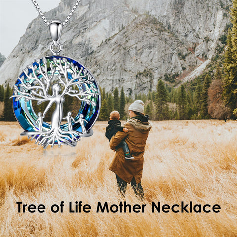 Sterling Silver Tree of Life Necklace Mother Daughter Mother Son Pendant Necklace Gift for Mother's Day Christmas