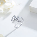 925 Sterling Silver Cute Animal Ring Adjustable Open Ring  Jewelry Gift for Women Girls