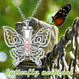 Sterling Silver Butterfly Filigree Urn Necklace for Ashes