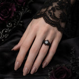 Sterling Silver 10K 14K 18K Gold Moissanite Gothic Black  Engagement Wedding Ring  for Women Halloween Gift