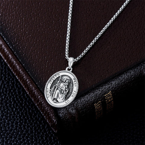 Sterling Silver Saint Joseph St Michael Saint Peter Saint Christopher Religious Pendant Necklace