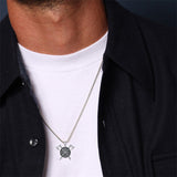 Sterling Silver Viking Compass Pendant Necklace for Men