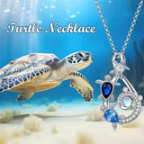 Turtle Necklace 925 Sterling Silver Wave Infinity Necklace Ocean Jewelry Turtle Gifts for Women Mom Mother's Day Gift