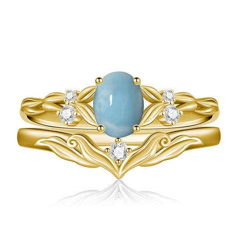 Sterling Silver 10K 14K 18K Gold  Oval Cut Unique Vine Gemstone Wedding Ring Set