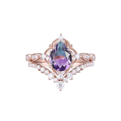 Sterling Silver 10K 14K 18K Gold Pear Shaped Gemstone Engagement Ring