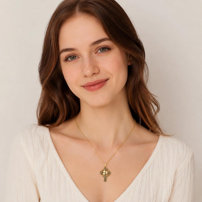 14K Gold Plated Cross Necklace for Women