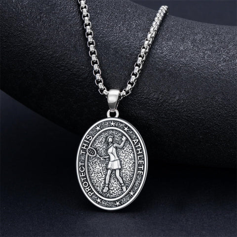 Sterling Silver Baseball Soccer Hockey Football Basketball Taekwondo Tennis Golf Runner Pendant Necklace