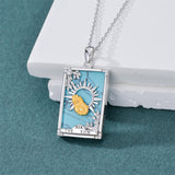 Sterling Silver Turquoise Empress The Lovers  The Moon Wheel Of Fortune The Sun Tarot Card Pendant Necklace
