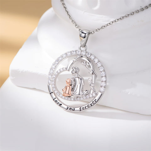 Sterling Silver Mother Daughter Father Daughter Sister Pendant Necklace Family Jewelry for Christmas Mother's Day