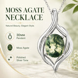 14K Gold Plated Moss Agate Pendant Necklace Boho Jewelry for Women