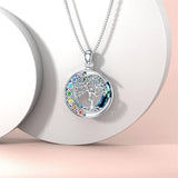 Sterling Silver Crystal Triple Moon Goddess Hamsa Hand Lotus Tree of Life Flower of Life Chakra Pendant Necklace