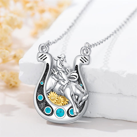 Sterling Silver Cowboy Boot Cowgirl Pendant Necklace