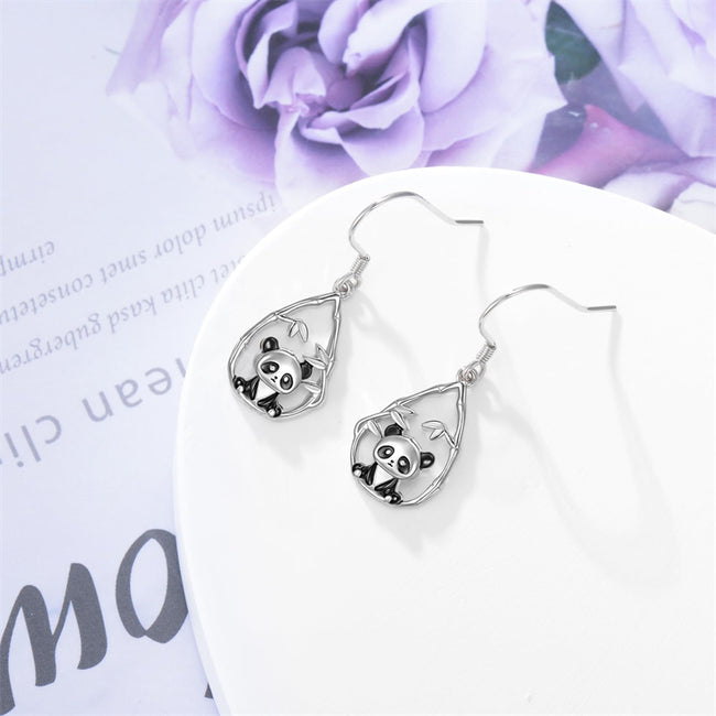 925 Sterling Silver Panda Earrings Dangle Earrings Animal Jewelry Gifts for Women Animal Lovers