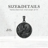 Sterling Silver Phoenix Rising Pendant Necklace NA/AA Sobriety Jewelry