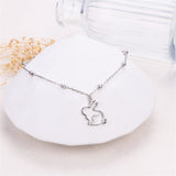 Sterling Silver Cat Birthstone Single Layer Anklet