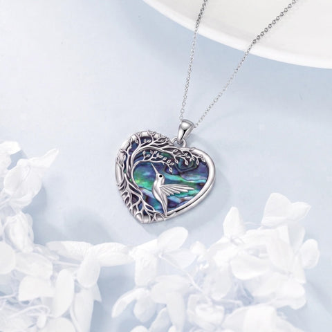 Sterling Silver Tree of Life Heart Shaped Horse Cat Dragonfly Butterfly Hummingbird Pendant Necklace