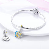 Moon&Sun 925 Sterling Silver Charms for Bracelets Bead Charm for Pandora BraceletDangle Charms Sunflower Charm Silver Charms Gifts