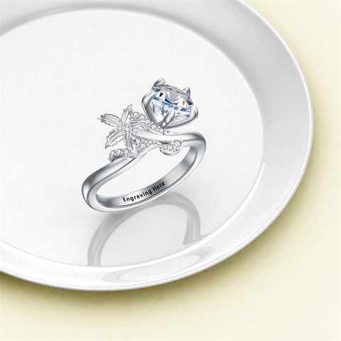 Sterling Silver Moissanite 12 Months Birthflowers Ring