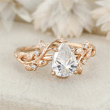 Sterling Silver 10K 14K 18K  Gold Pear Gemstone Vintage Engagement Wedding Promise Anniversary Ring