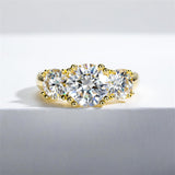 Sterling Silver 3 Stone 3CT/5CT Moissanite Engagement Ring Promise Anniversary Ring for Women