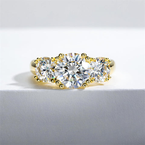 Sterling Silver 3 Stone 3CT/5CT Moissanite Engagement Ring Promise Anniversary Ring for Women