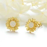 14K Yellow Gold Sunflower Earrings for Women Solid Gold Earrings Jewelry Gifts for Her