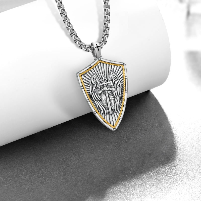 14K Gold Plated Masonic Cross Compass St Michael St Christopher Santa Muerte Star of David Pendant Necklace
