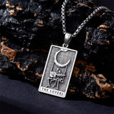 Sterling Silver Lovers Hierophant Magician Three of Swords Wheel of Fortune SkeletonTarot Card Pendant Necklace