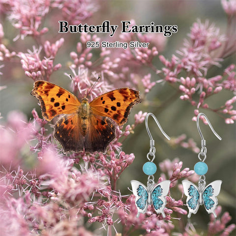 Sterling Silver Turquoise Owl Dragonfly Butterfly Hummingbird Dangle Earrings