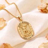 14K Gold  Plated Patron Saint Pendant Necklace Catholic Saints Religious Protective Jewelry Gift