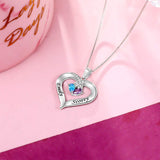 14K Gold 2  Simulated Birthstone Personalized Engraved Pendant Necklace for Women
