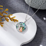 Sterling Silver Abalone Shell Tree of Life Lion Wolf Cat Dog Pendant Necklace