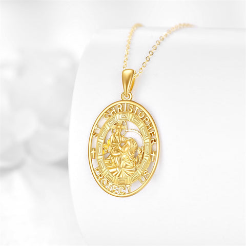 14K Gold St Christopher St Florian St Joseph St Jude St Michael St Patrick Pendant Necklace