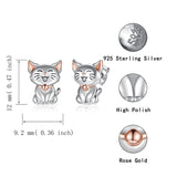 Sterling Silver Animal Stud Earrings:Hypoallergenic Cat Earrings Cute  Stud Earrings Jewelry Gifts for Women Teens Girls