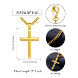 Cross Pendant Necklace for Men 14K Gold Plated Minimalist Christian Jewelry Religious Gift