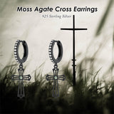 Sterling Silver Black Sword Cross Hoop Earrings Gift for Men Women