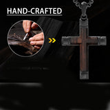 14K Gold  Plated Wooden Cross Crucifix Pendant Necklace for Men