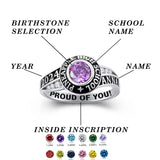 Copper Personalized Birthstone Engraved Graduation Rings for Her