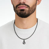 Sterling Silver Earth Swordfish Trident Compass Anchor Pendant Necklace