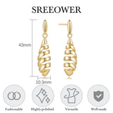 14K Gold Plated Spiraled Pinecone-Inspired Design Studs Earrings  for Women