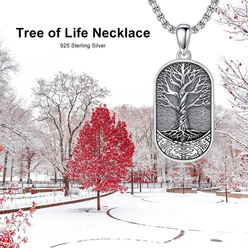 Sterling Silver Memento Mori Tree of Life Anubis Pendant Viking Amulet   Protection Pendant Necklace Halloween Gift