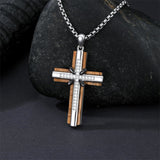 Sterling Silver Wooden Cross Pendant Necklace