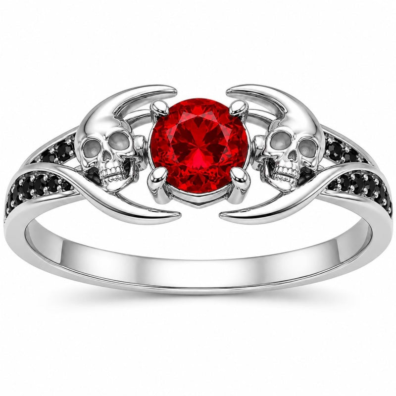 Sterling Silver 10K 14K 18K Gold Personalized Gothic Skull Ring Exquisite Spooky Jewelry for Halloween Lovers