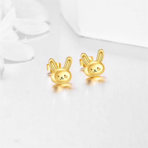 14k Soild Gold  Bunny Stud Earrings for Women Cute Animal Leverback Earrings Bunny Earrings Studs Rabbit Jewelry  Gifts for Women Mom Girls Friends