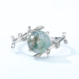 Natural Moss Agate 925 Sterling Silver Adjustable Rings For Women Green Gems Engagement Wedding Jewelry Gift
