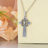 Sterling Silver Wooden Cross Pendant Necklace