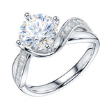 Sterling Silver 2CT Moissanite Twisted Swirled Wrapped Infinity Promise Engagement Ring For Women